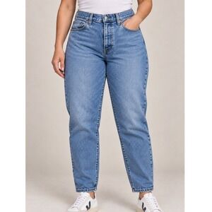 Levis High Waisted Mom Jeans Womens 32x28 Blue Tapered Denim Pants